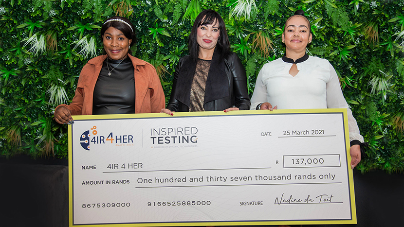 Vinolia Dlamini, Executive Director, 4IR 4 HER, Nadine du Toit, Managing Executive: Africa at Inspired Testing and Gillian Watkins, Executive Director, 4IR 4HER